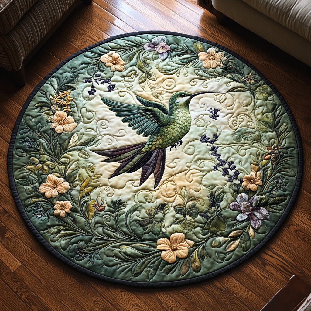 Vibrant Wings Round Mat Rug - washable non-slip printed rug