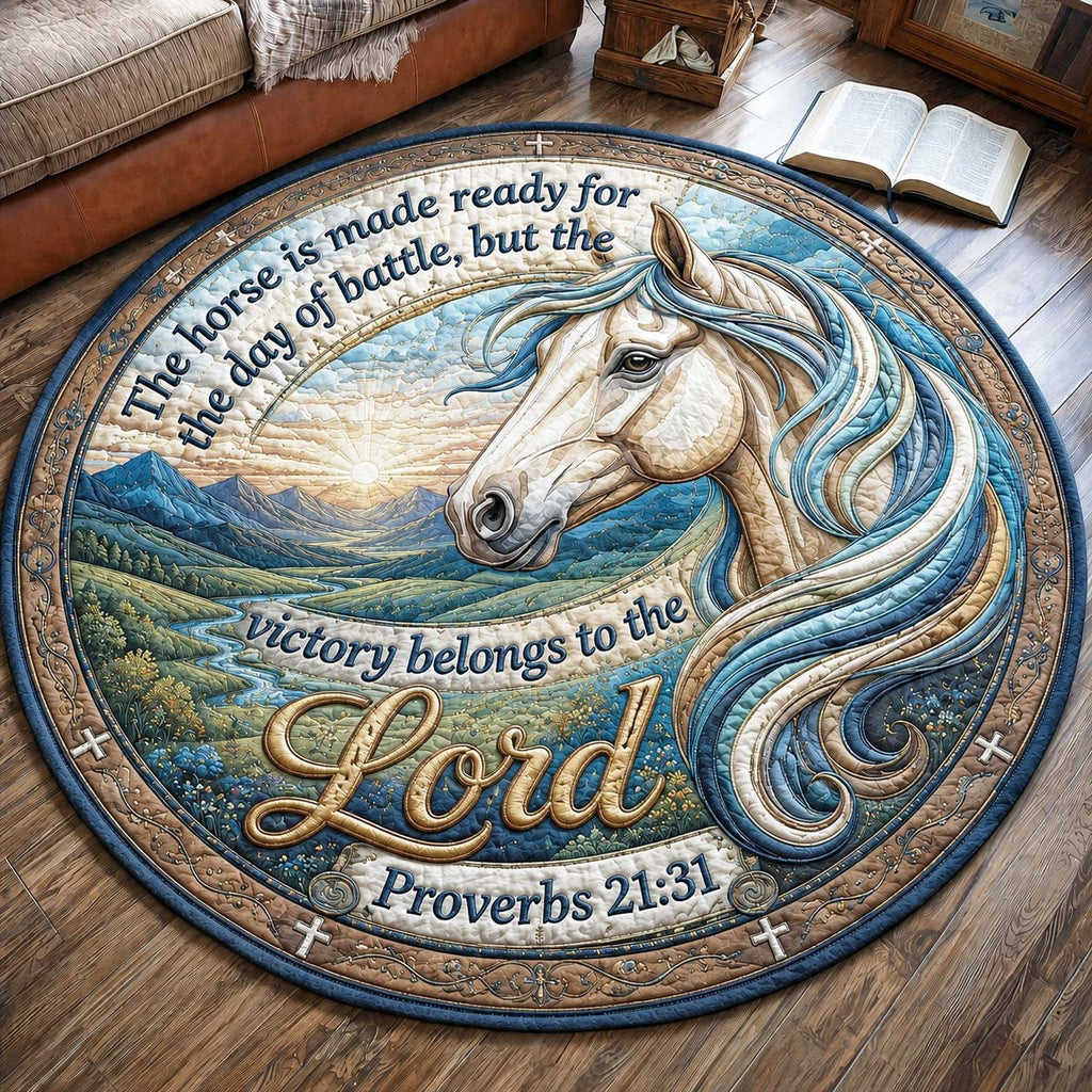 Victory Horse Round Mat Rug - Cute Pet Design | Animal Printed Home Decor