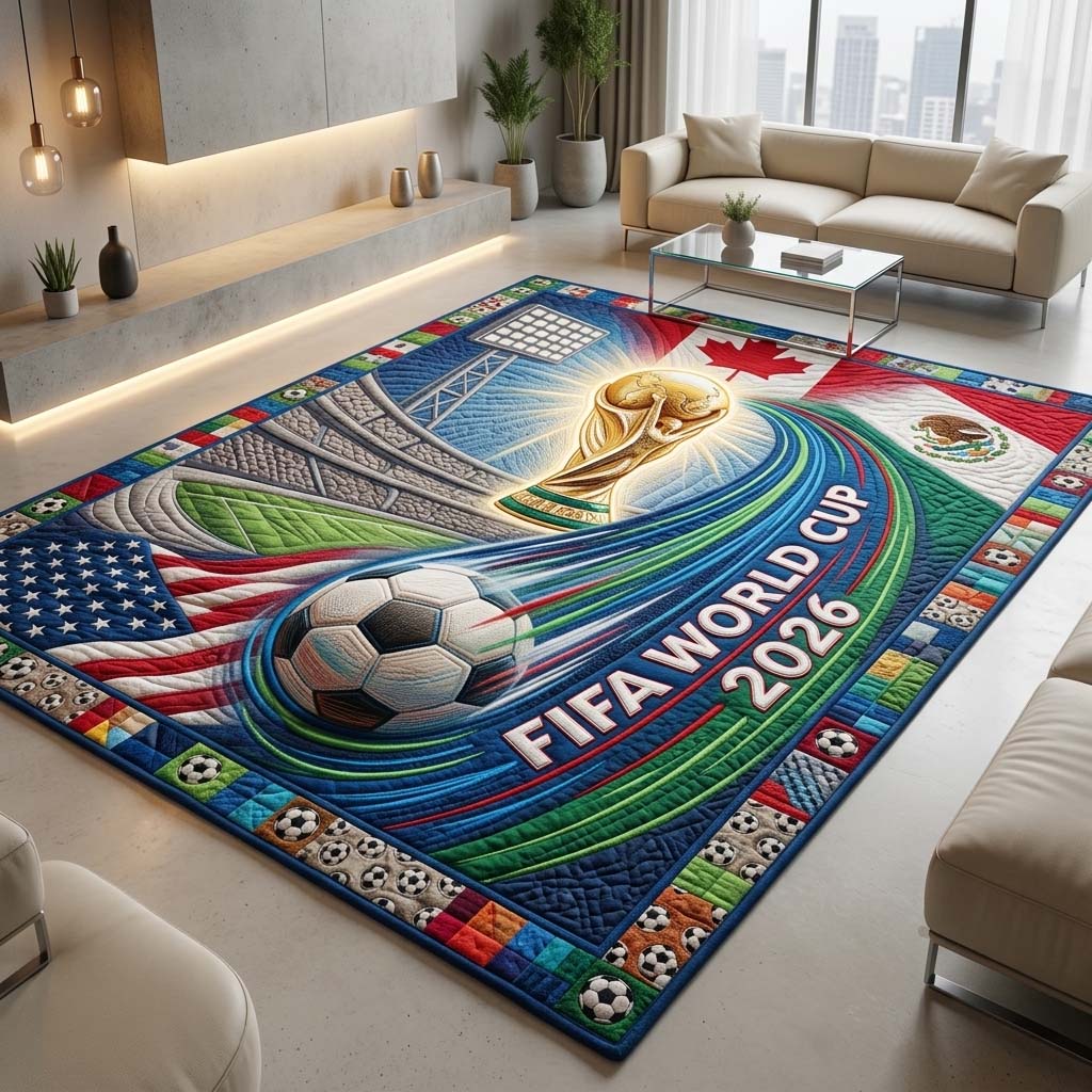 Victory Motion area rug in a living room