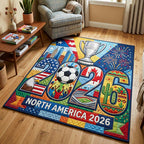 Victory Year area rug in a living room