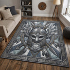 Viking Helmet Shield area rug in a living room
