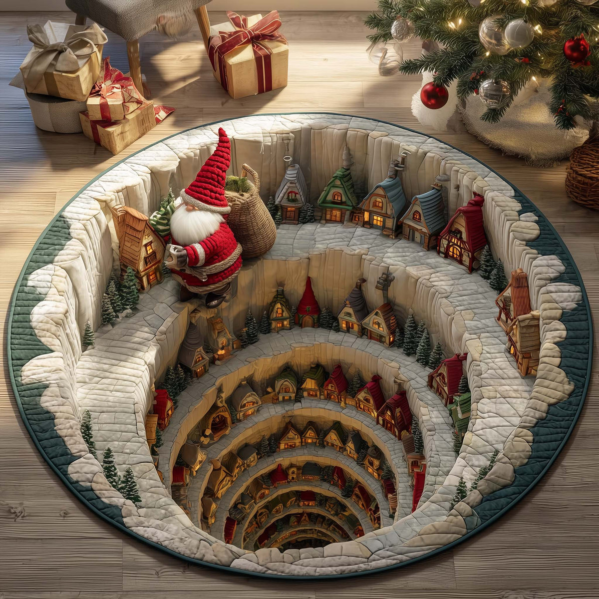 Village Gnome Round Mat Rug