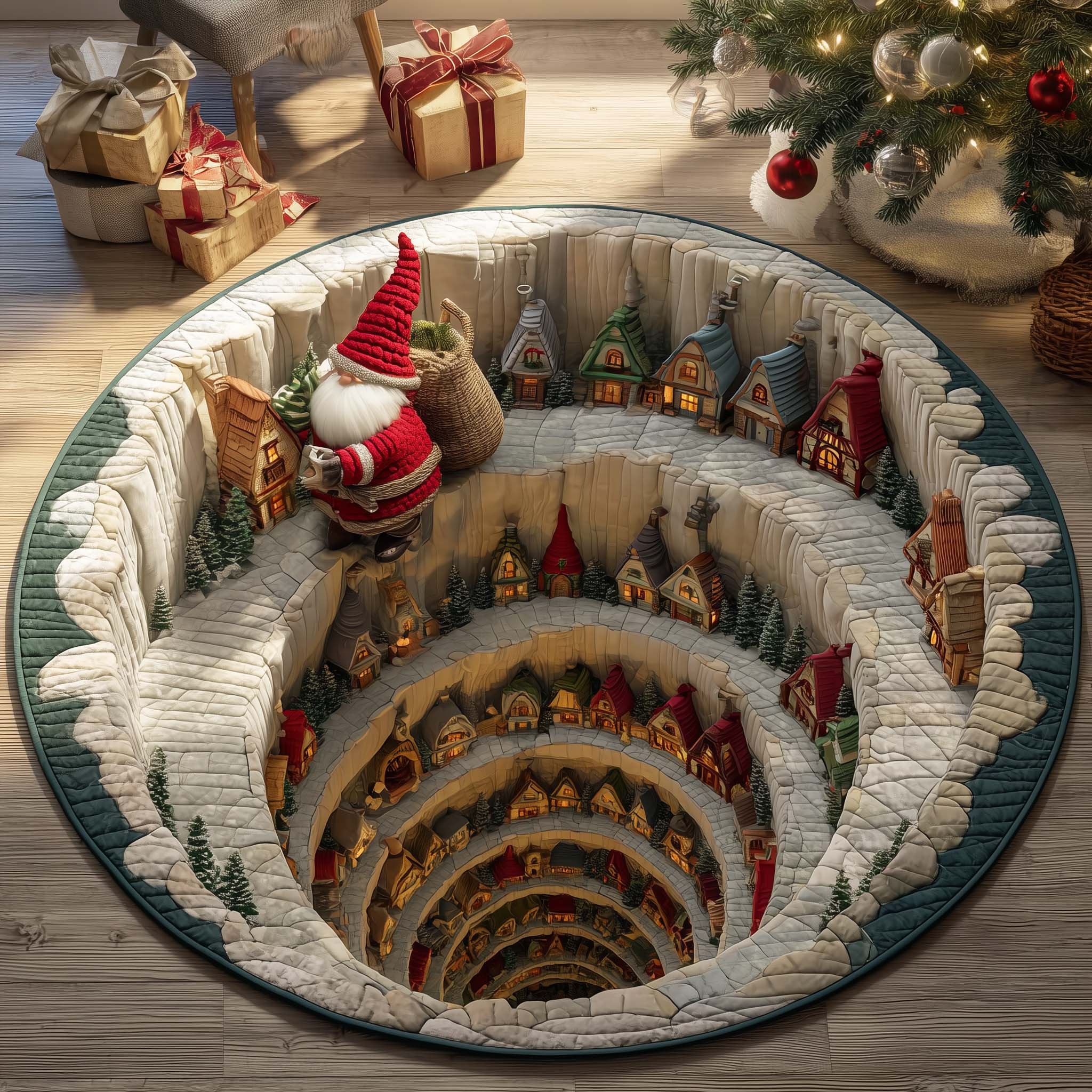 Village Gnome Round Mat Rug