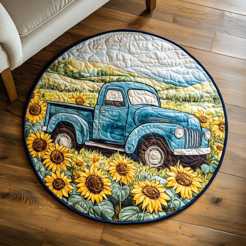 Vintage Bloom Round Mat Rug - Retro Vintage Design | Nostalgia Home Decor