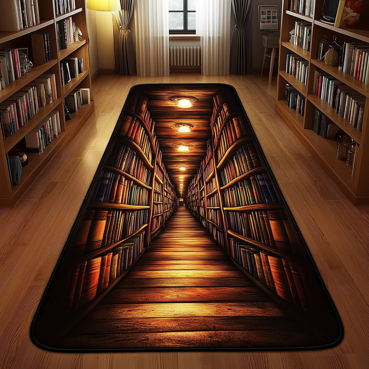 Vintage Bookself Runner Rug - Retro Vintage Design | Nostalgia Runner Rug
