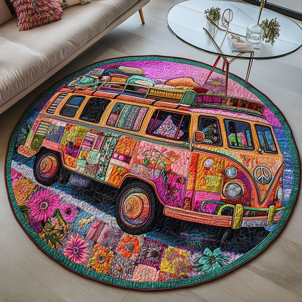 Vintage Camper Dreamscape Round Mat Rug - Retro Vintage Design | Nostalgia Home Decor