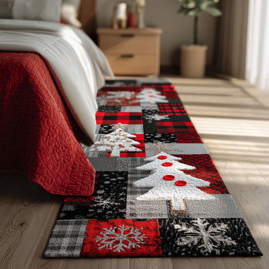 Vintage Christmas Tree Runner Carpet Runner Rug - Cute Pet Design | Animal Printed Runner Rug