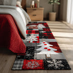 Vintage Christmas Tree Runner Carpet Runner Rug - Cute Pet Design | Animal Printed Runner Rug