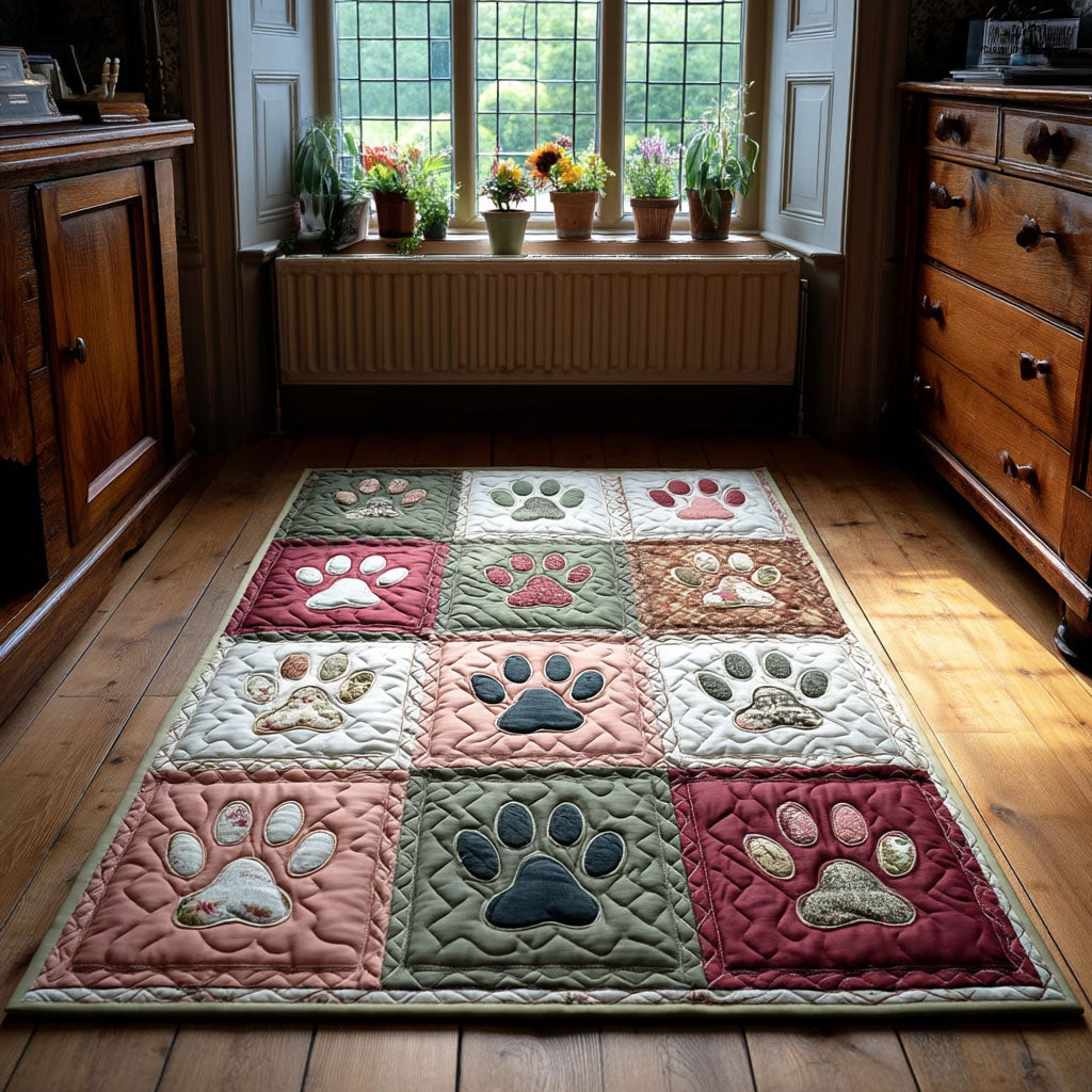 Vintage Garden Paws area rug in a living room