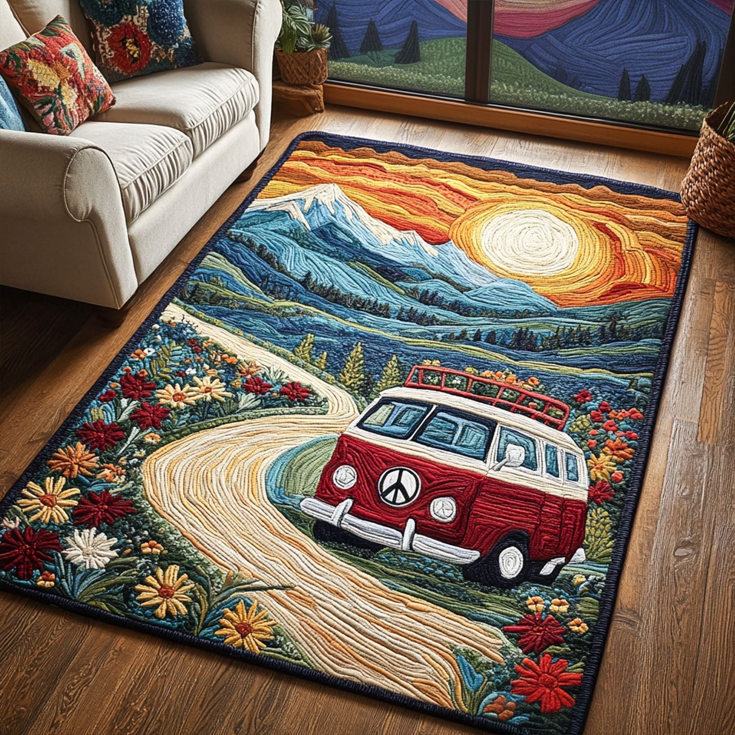 Vintage Glow area rug in a living room