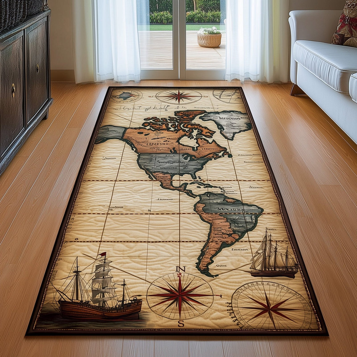 Vintage Map Runner Rug - Retro Vintage Design | Nostalgia Runner Rug
