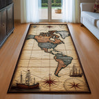Vintage Map Runner Rug - Retro Vintage Design | Nostalgia Runner Rug