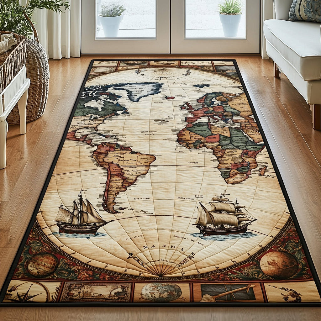 Vintage Map Runner Rug - Retro Vintage Design | Nostalgia Runner Rug