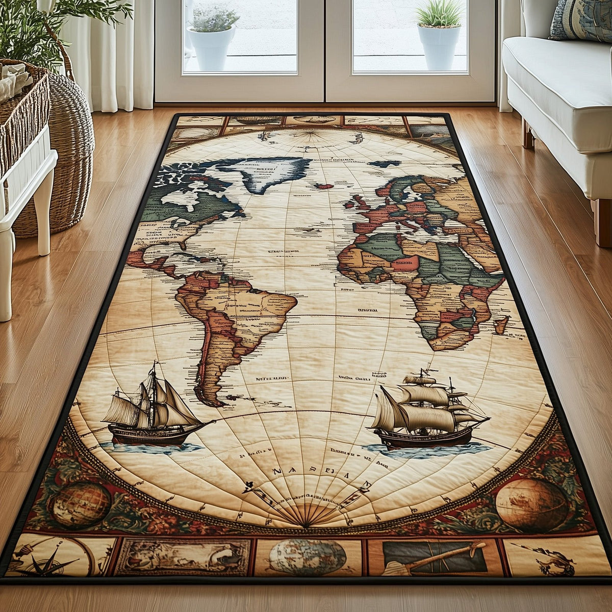 Vintage Map Runner Rug - Retro Vintage Design | Nostalgia Runner Rug