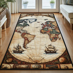 Vintage Map Runner Rug - Retro Vintage Design | Nostalgia Runner Rug