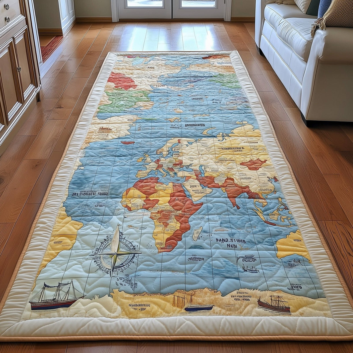 Vintage Map Runner Rug - Retro Vintage Design | Nostalgia Runner Rug