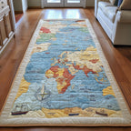 Vintage Map Runner Rug - Retro Vintage Design | Nostalgia Runner Rug