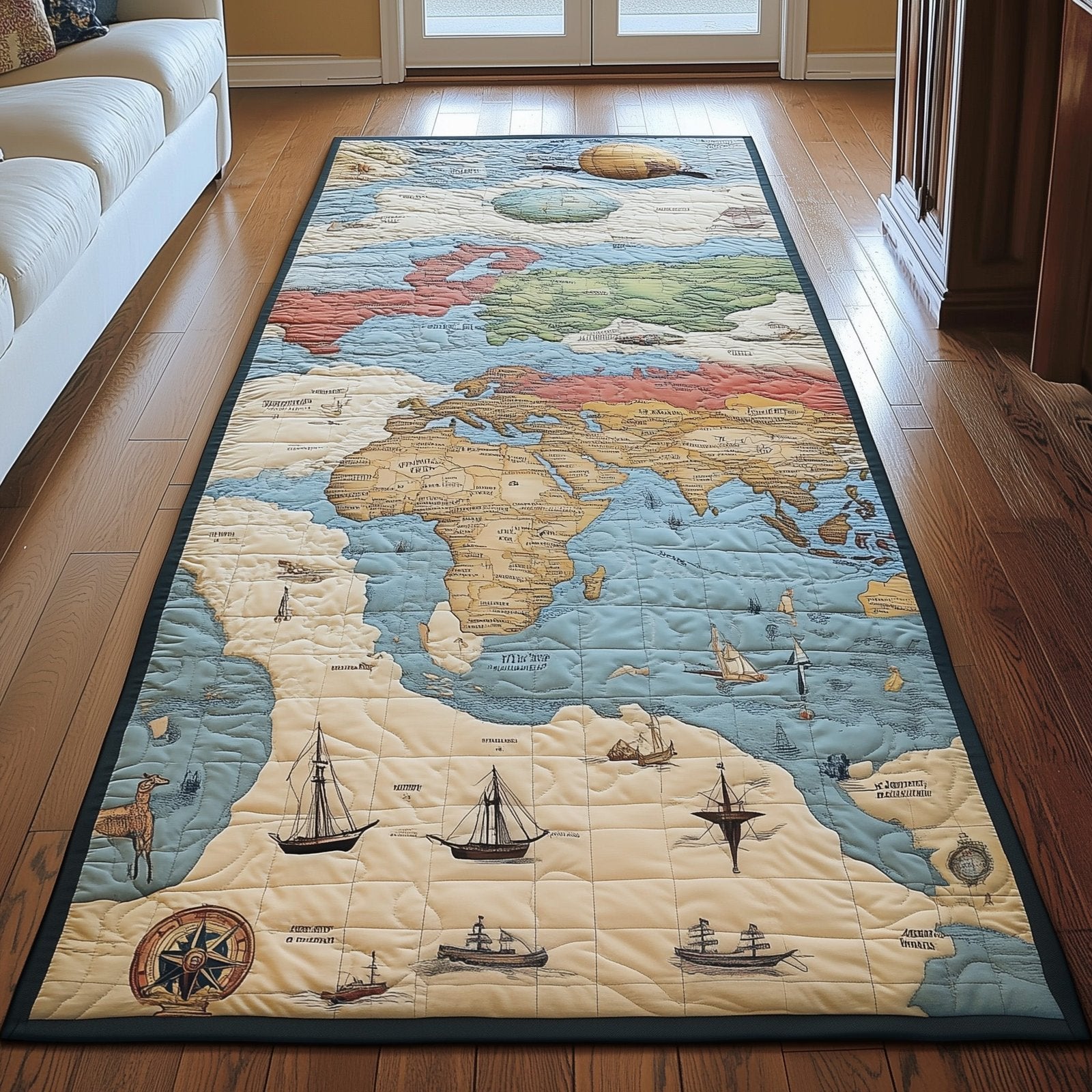 Vintage Map Runner Rug - Retro Vintage Design | Nostalgia Runner Rug