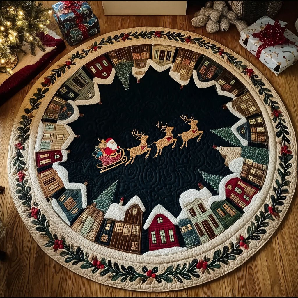 Vintage Santa Ride Round Mat Rug - Retro Vintage Design | Nostalgia Home Decor