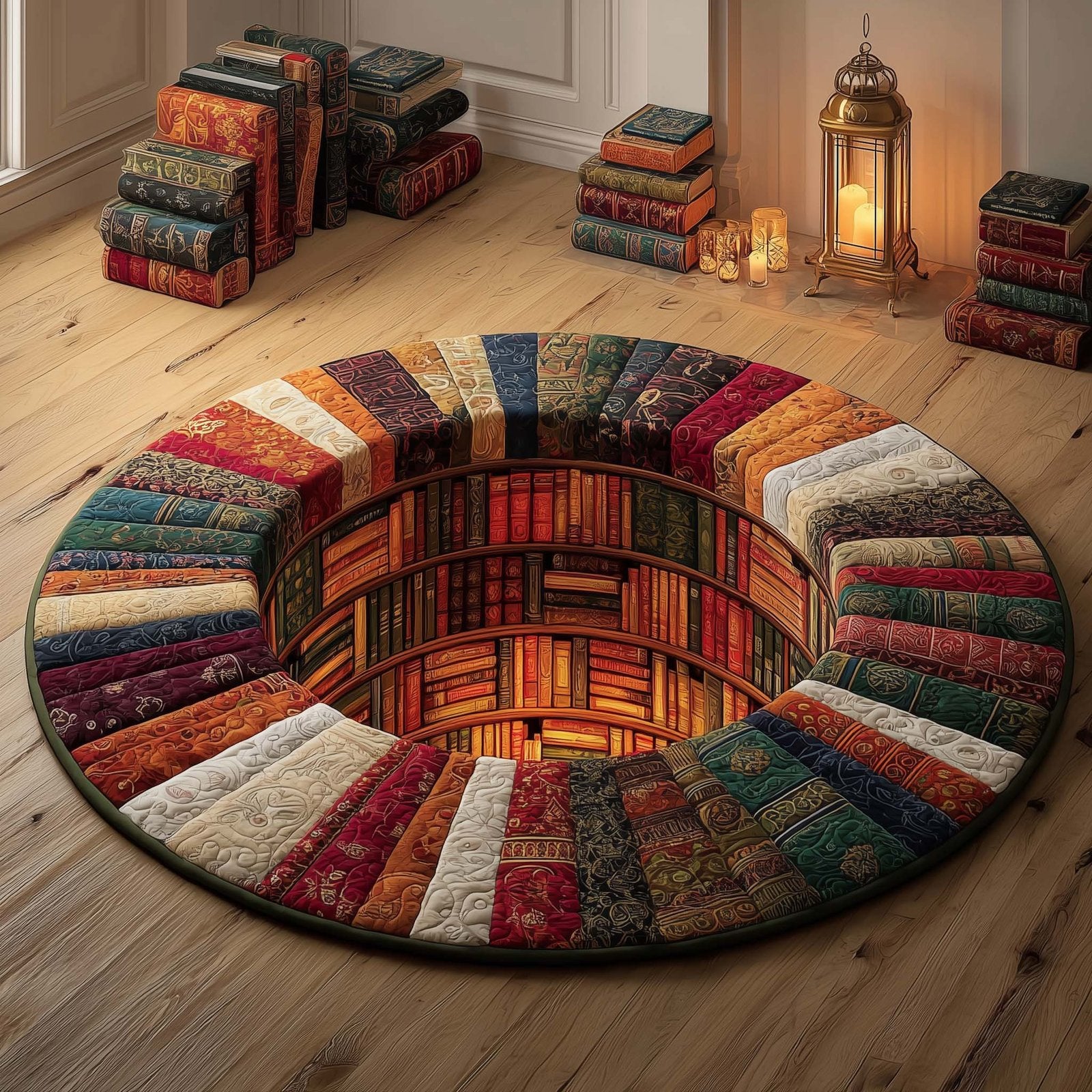 Vintage Stacks Round Mat Rug - Retro Vintage Design | Nostalgia Home Decor