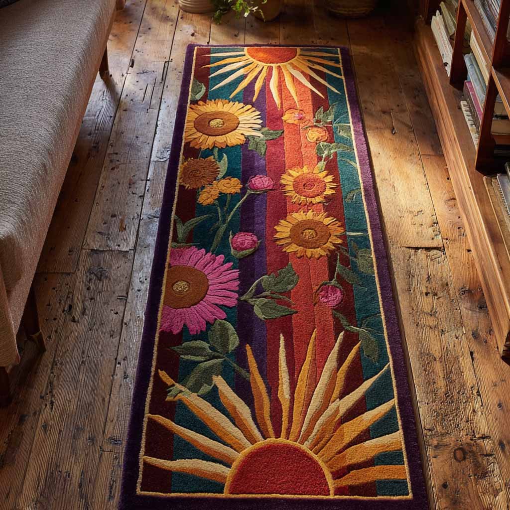 Vintage Sunrise Runner Carpet Runner Rug - Cute Pet Design | Animal Printed Runner Rug