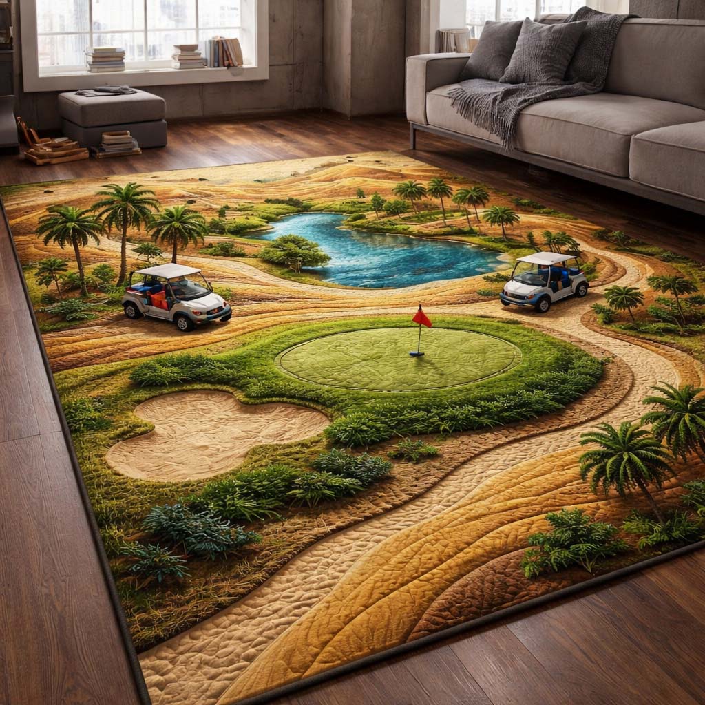 Vintage Tee area rug in a living room