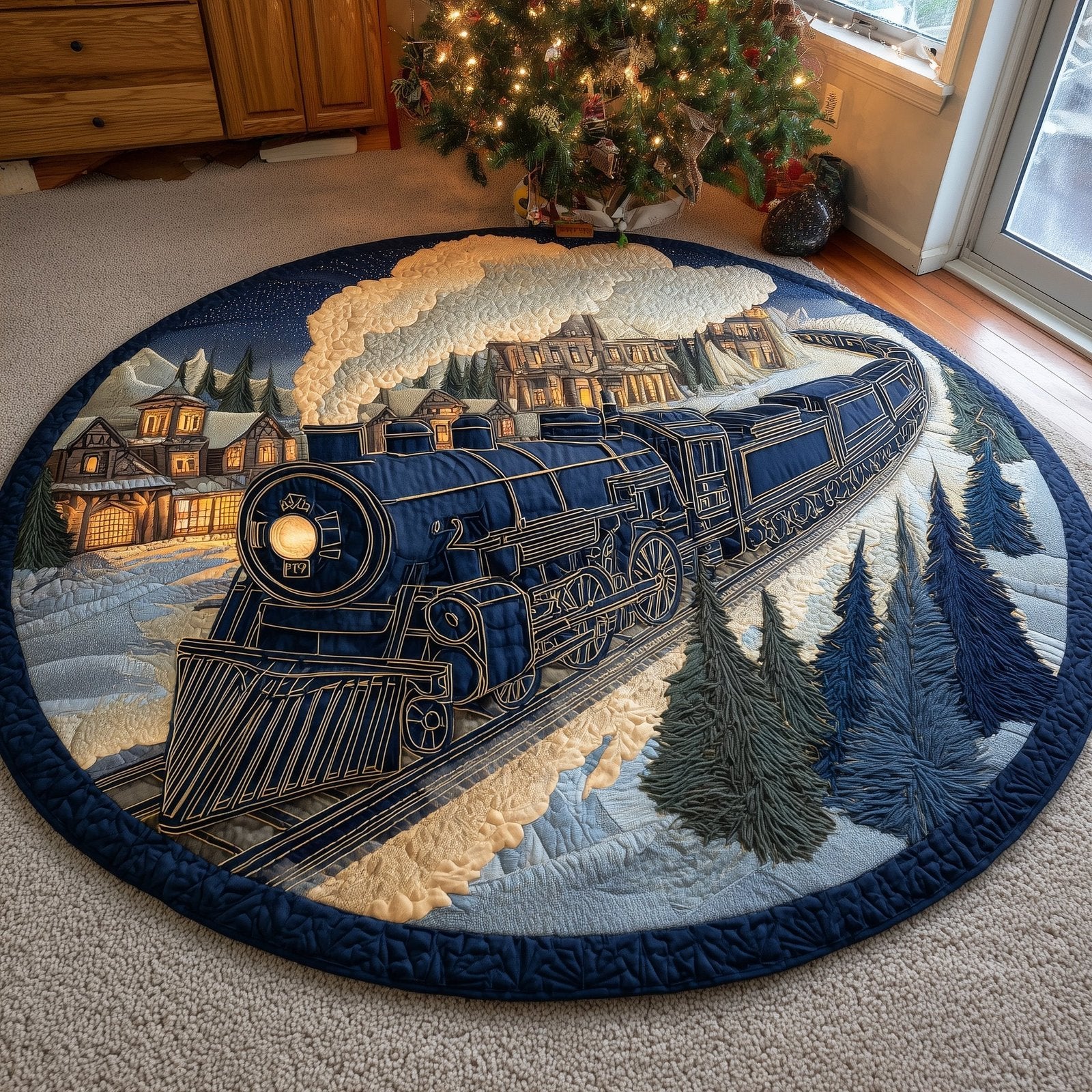 Vintage Train Round Mat Rug - Retro Vintage Design | Nostalgia Home Decor