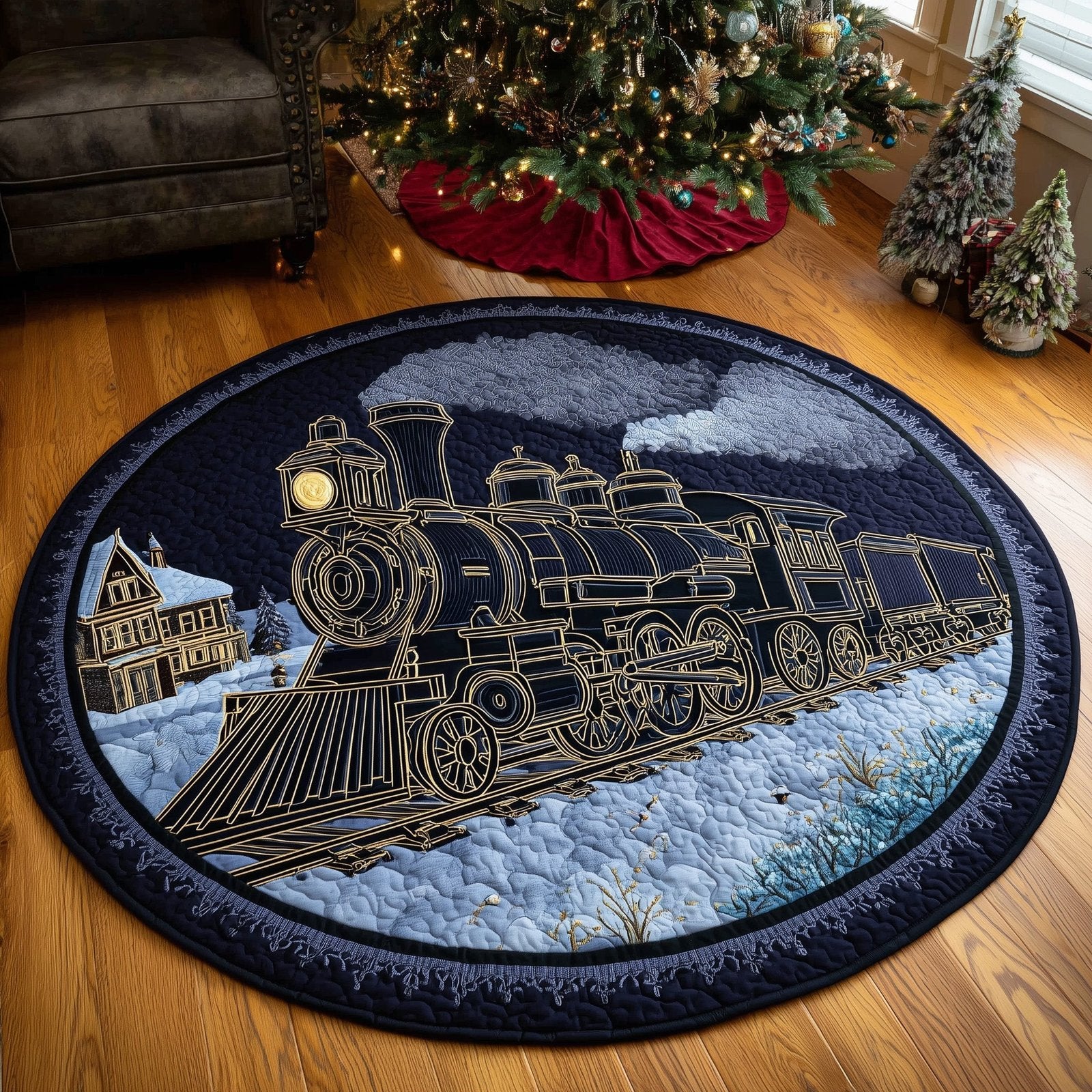 Vintage Train Round Mat Rug - Retro Vintage Design | Nostalgia Home Decor