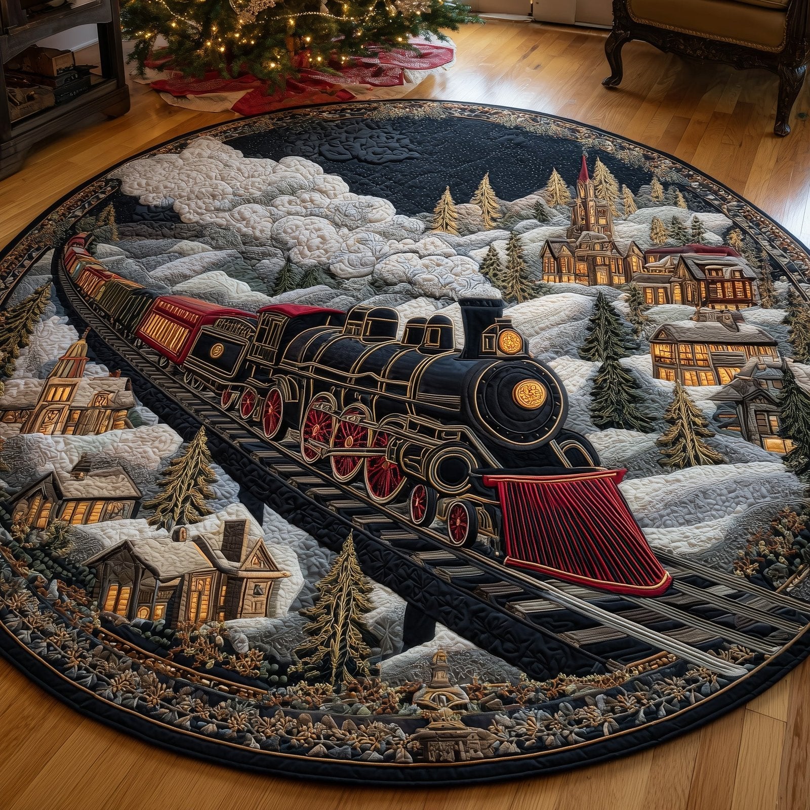 Vintage Train Round Mat Rug - Retro Vintage Design | Nostalgia Home Decor