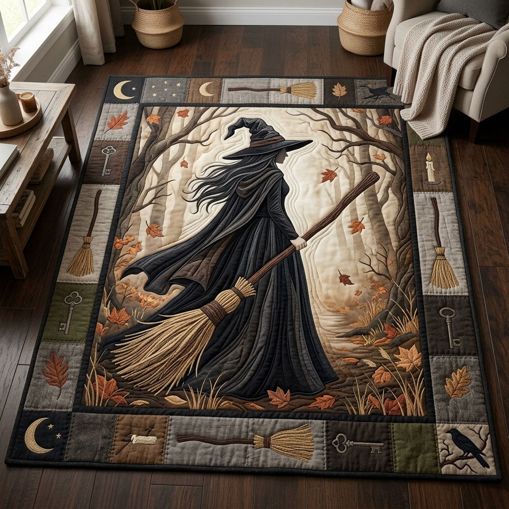Vintage Witch In Forest area rug in a living room
