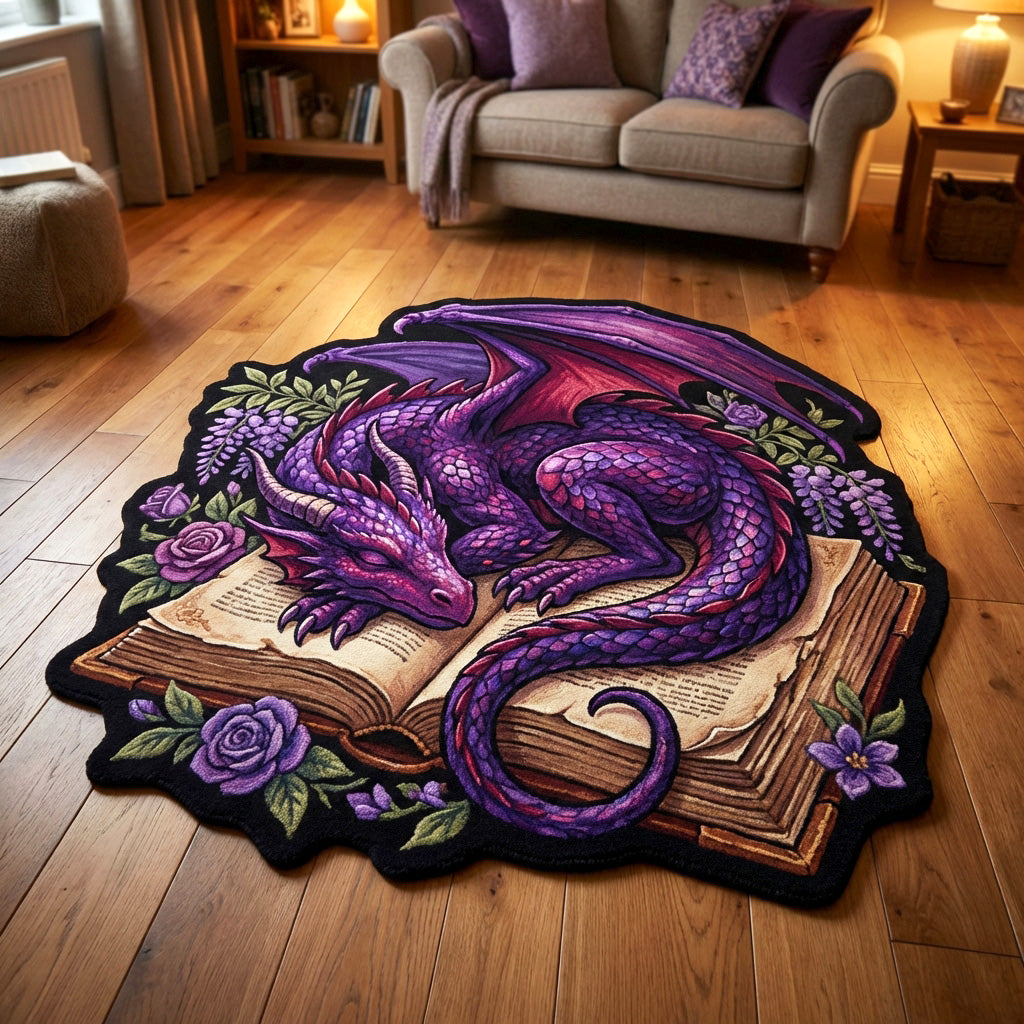 Violet Spell Custom Shape Area Rug - Nature Design | Die-Cut Non-Slip Rug - washable non-slip printed rug