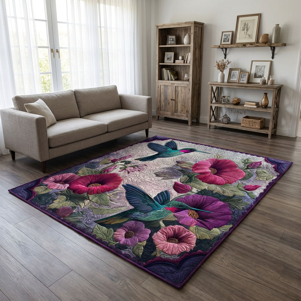 Violet Wings area rug in a living room