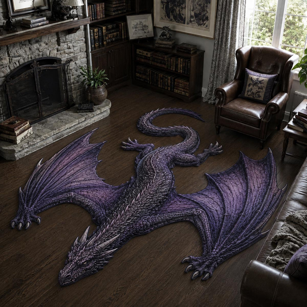 Violet Wyrm Custom Shape Area Rug - Nature Design | Die-Cut Non-Slip Rug - washable non-slip printed rug