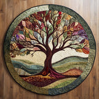 Vital Bloom Round Mat Rug - washable non-slip printed rug