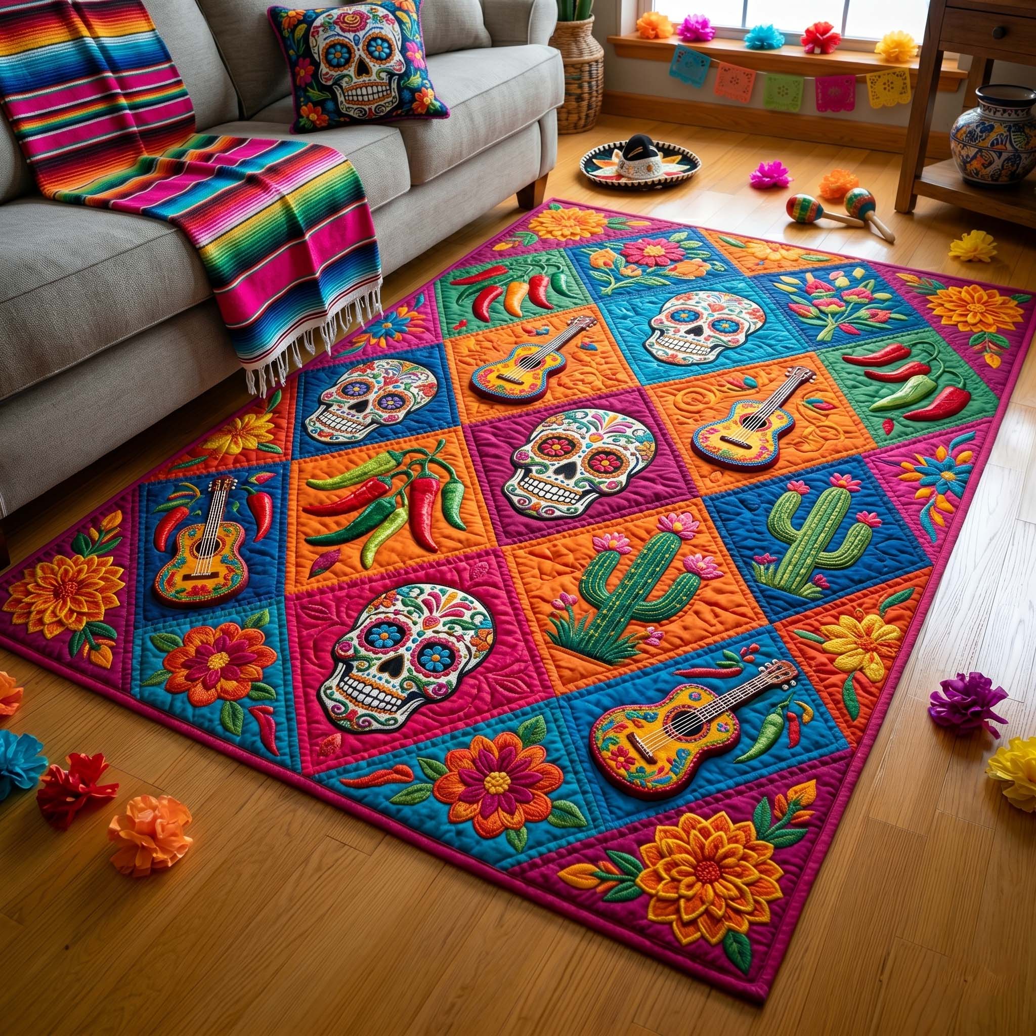 Viva Fiesta area rug in a living room