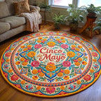 Viva Fiesta Round Mat Rug - washable non-slip printed rug