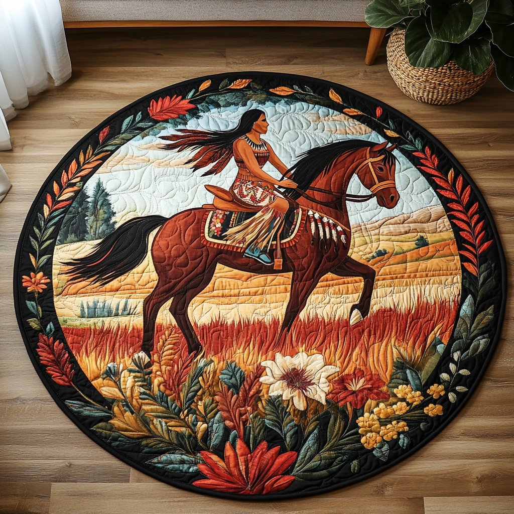 Vivid Horse Round Mat Rug - washable non-slip printed rug