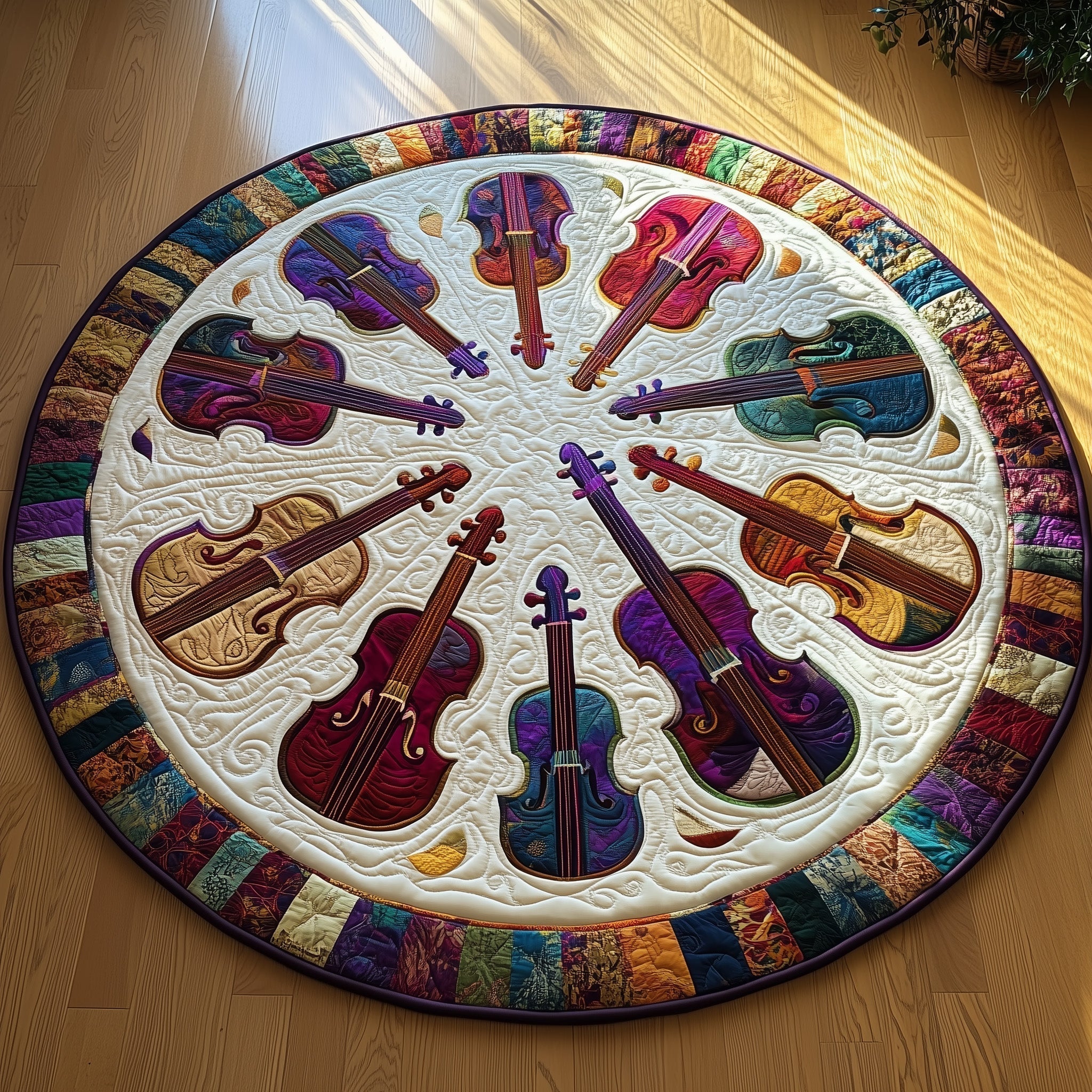 Vivid Purple Violins Round Mat Rug GFTOTL2583