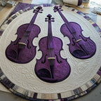 Vivid Purple Violins Round Mat Rug - Music Lover Design | Artistic Printed Decor
