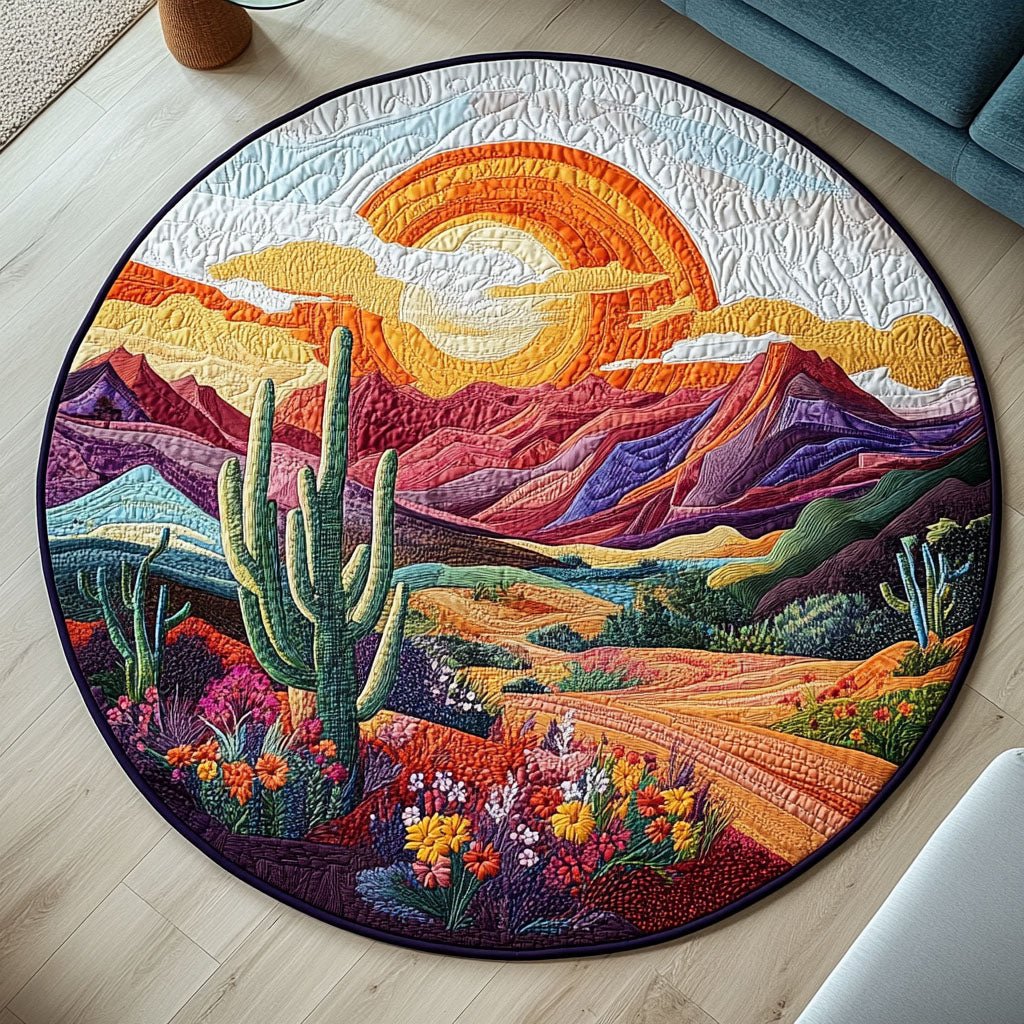 Vivid Valley Round Mat Rug - washable non-slip printed rug