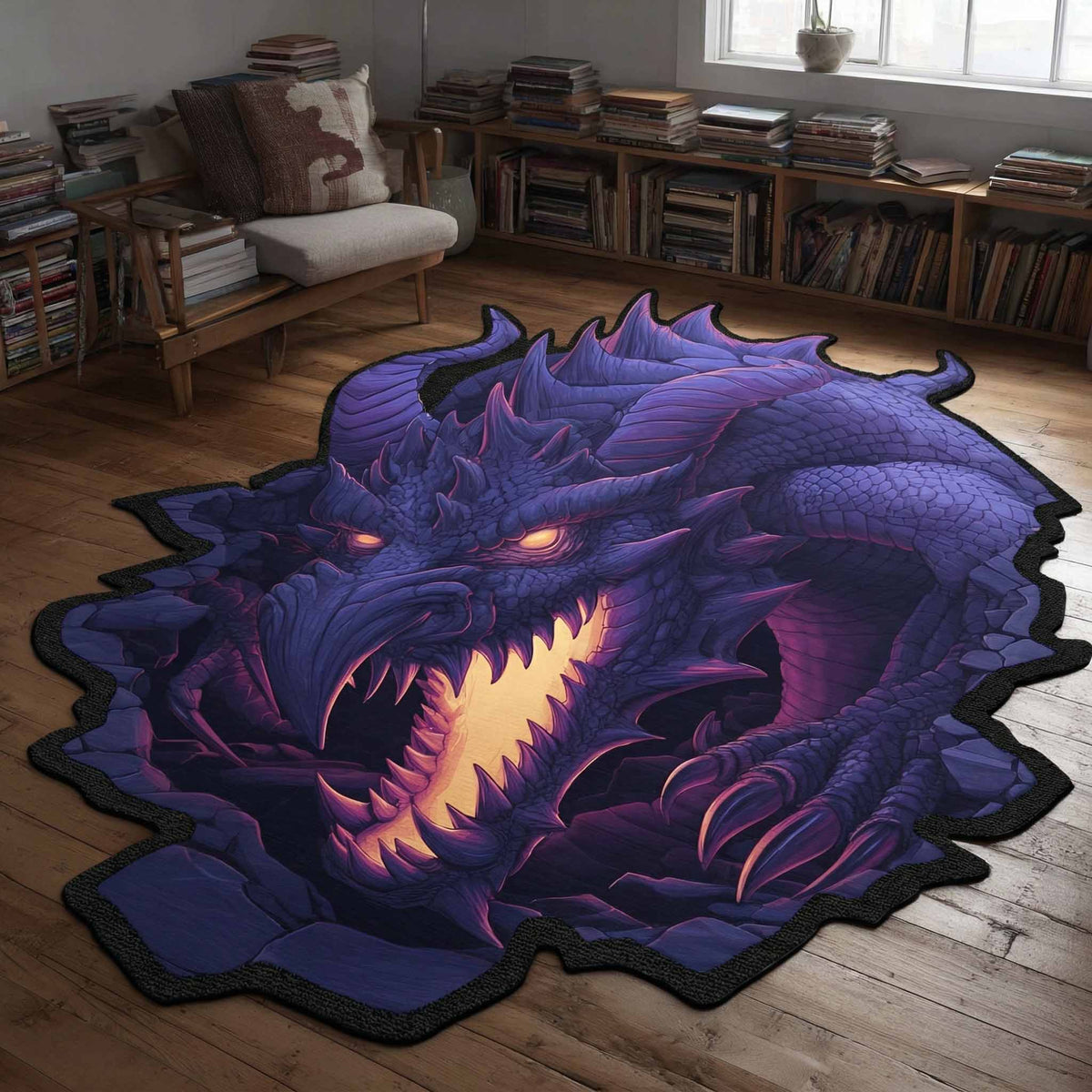 Void Fang Custom Shape Area Rug - Nature Design | Die-Cut Non-Slip Rug - washable non-slip printed rug