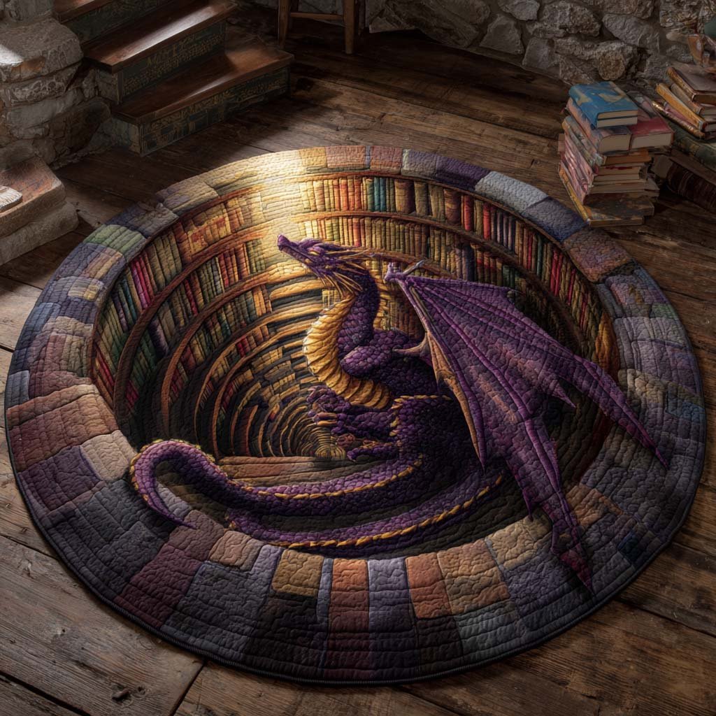 Void Serpent Round Mat Rug - washable non-slip printed rug