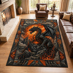Volcanic Dragon King area rug in a living room