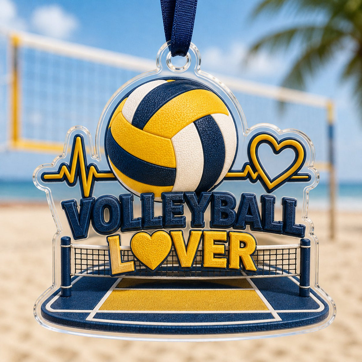 Volleyball Lover Court Heartbeat Christmas Ornament