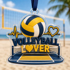 Volleyball Lover Court Heartbeat Christmas Ornament