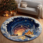 Vortex Train Ride Round Mat Rug - washable non-slip printed rug
