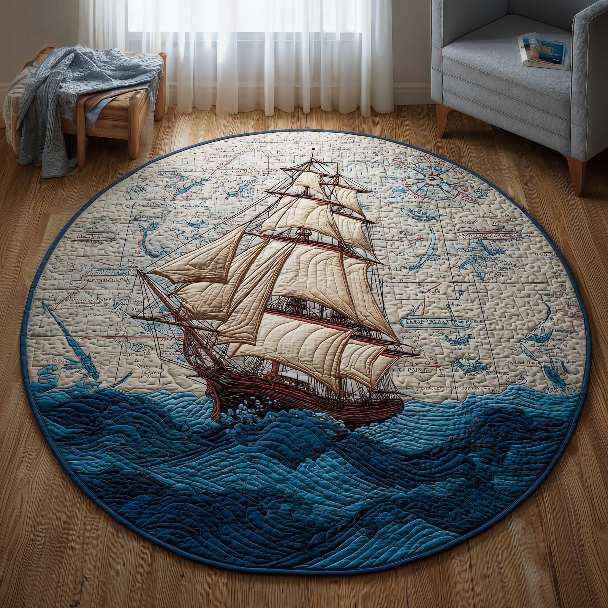 Voyage Map Round Mat Rug