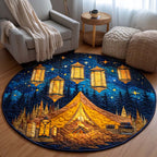 Wander Woods Round Mat Rug - washable non-slip printed rug