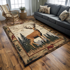 Wandering Deer area rug in a living room