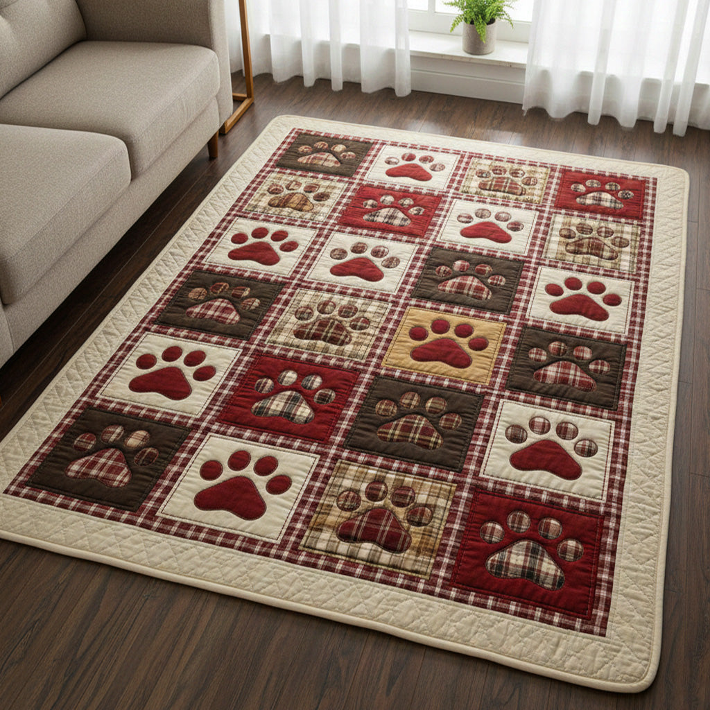 Warm Cabin Love Paw area rug in a living room